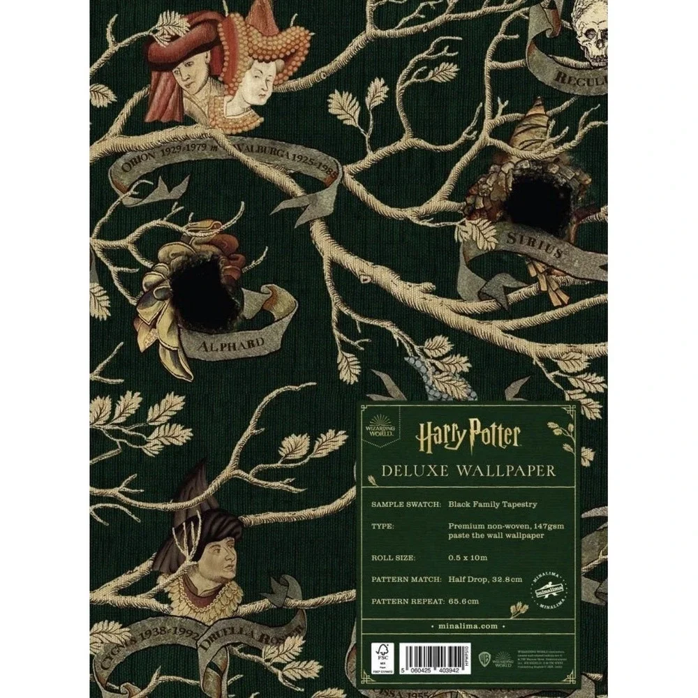 MinaLima Harry Potter Black Family Tapestry Deluxe Wallpaper Roll 0.5x10m SEALED